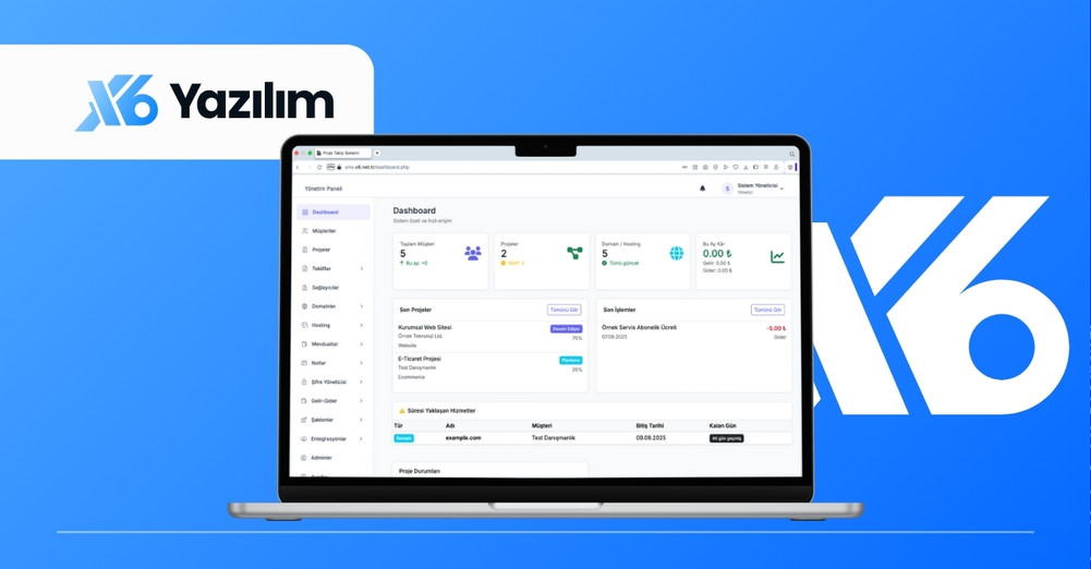 Çoklu Takip Scripti – Hosting, Domain, Proje, Gelir-Gider, Teklif ve Daha Fazlası